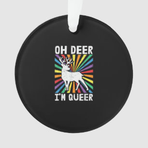 Vintage Oh Deer I'm Queer Pride LGBT Gay Lesbian Ornament