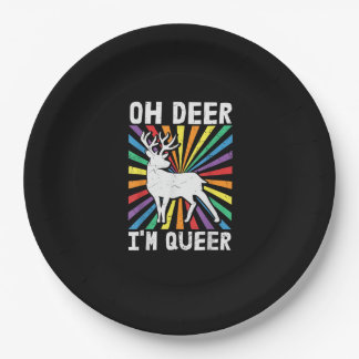 Vintage Oh Deer I'm Queer Pride LGBT Gay Lesbian   Paper Plate