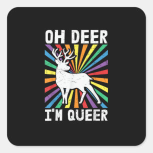 Vintage Oh Deer I'm Queer Pride LGBT Gay Lesbian   Square Sticker