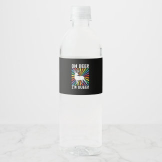 Vintage Oh Deer I'm Queer Pride LGBT Gay Lesbian Water Bottle Label