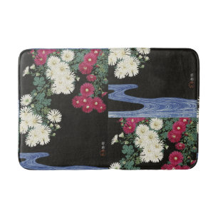 Vintage Ohara Koson Chrysanthemum Art Bath Mat