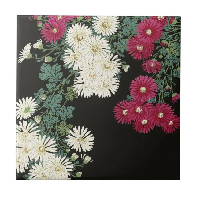 Vintage Ohara Koson Chrysanthemum Art Tile (Front)