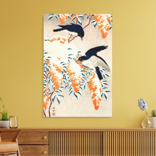 Vintage Ohara Koson Japanese Winter Birds Art Canvas Print