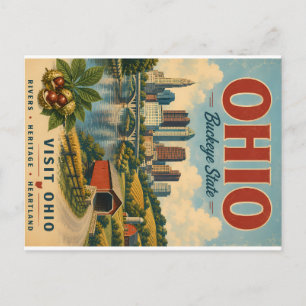 Vintage Ohio Buckeye State Scenic Landscape Travel Holiday Postcard