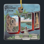 Vintage Ohio Ceramic Ornament<br><div class="desc">A very old postcard greeting from Ohio repurposed as an ornament.</div>