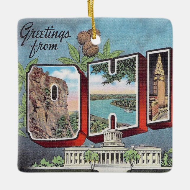 Vintage Ohio Ceramic Ornament (Front)
