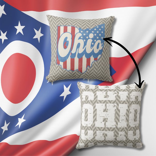 Vintage Ohio Distressed Geometric Cushion (Creator Uploaded)