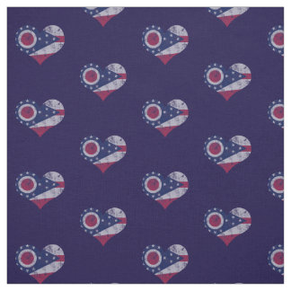 Vintage Ohio Flag Hearts Fabric