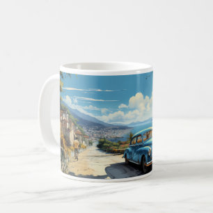 Vintage Oil Painting Of Beach, Car, And The City Coffee Mug