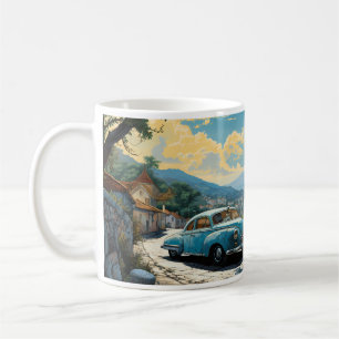 Vintage Oil Painting Of City And Beach Coffee Mug