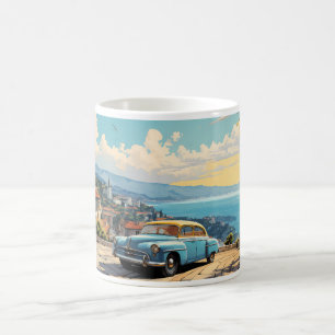 Vintage Oil Painting Of Classic Car Coffee Mug