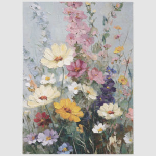Vintage Oil Painting of Wildflowers Decoupage Tissue Paper