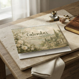 Vintage Oil Painting Old Money Garden Family Calendar