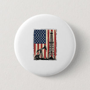 Vintage Oilfield American Flag Vector Shirt Design 6 Cm Round Badge