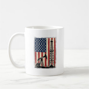 Vintage Oilfield American Flag Vector Shirt Design Coffee Mug