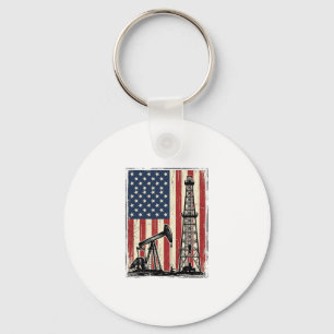 Vintage Oilfield American Flag Vector Shirt Design Key Ring