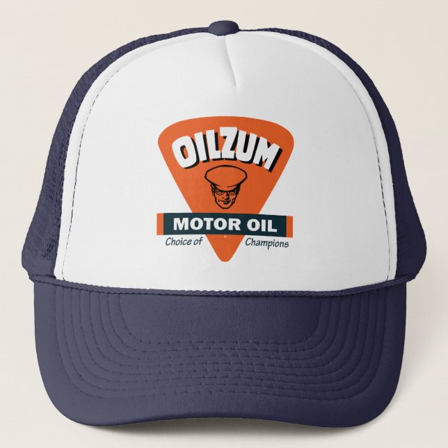 Vintage Oilzum motor oil sign Trucker Hat (Front)