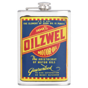 VINTAGE OILZWEL MOTOR OIL CAN HIP FLASK