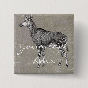 Vintage Okapi 15 Cm Square Badge