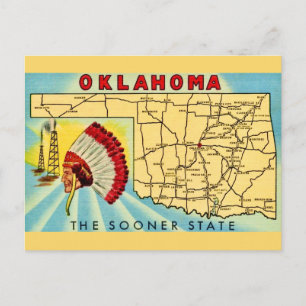 Vintage Oklahoma Map Postcard