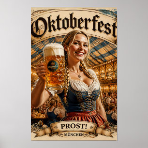 Vintage Oktoberfest Cheerful Hall Poster