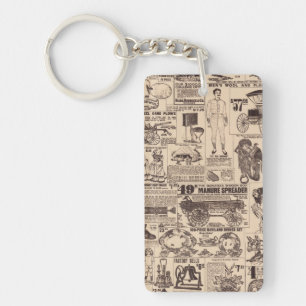 Vintage Old Advertisements Page Key Ring