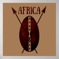 Vintage old African shield and spear art