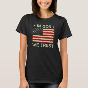 Vintage Old American Flag In God We Trust Christi T-Shirt