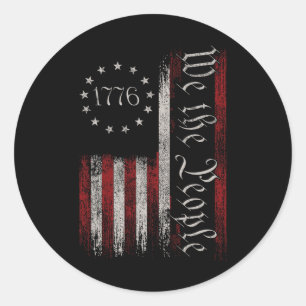 Vintage Old American Flag Patriotic 1776 We The Pe Classic Round Sticker