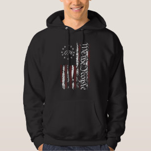 Vintage Old American Flag Patriotic 1776 We The Pe Hoodie
