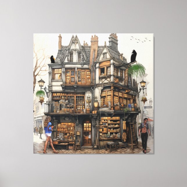 Vintage Old Amsterdam Art Canvas Print (Front)