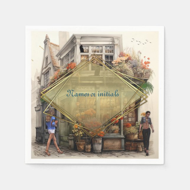 Vintage Old Amsterdam Art Napkin (Front)