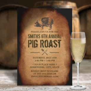 Vintage Old Annual Pig Roast BBQ Party Invitation