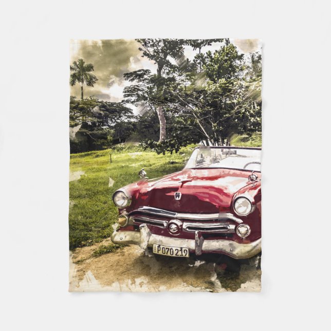 Vintage Old Antique Hot Rod Vehicle Fleece Blanket (Front)