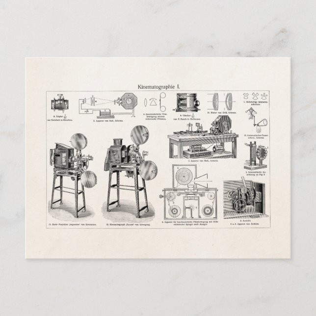 Vintage Old Antique Movie Camera Cinematography Postcard (Front)