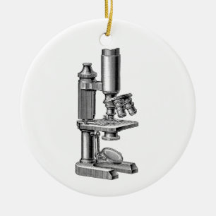 Vintage Old Antique Science Equipment Microscope Ceramic Tree Decoration