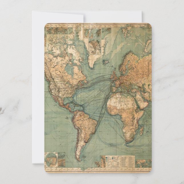 Vintage Old Antique World Map  Holiday Card (Front)