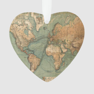 Vintage Old Antique World Map Ornament
