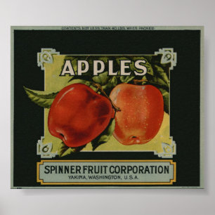 Vintage Old Apple Fruit Crate Labels Poster