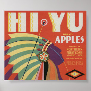 Vintage Old Apple Fruit Crate Labels Poster