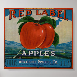 Vintage Old Apple Fruit Crate Labels Poster