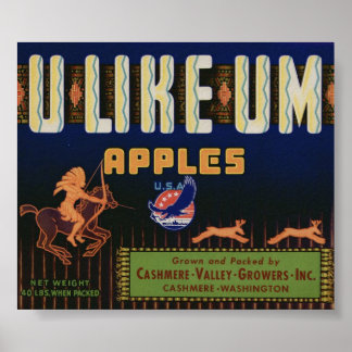 Vintage Old Apple Fruit Crate Labels Poster