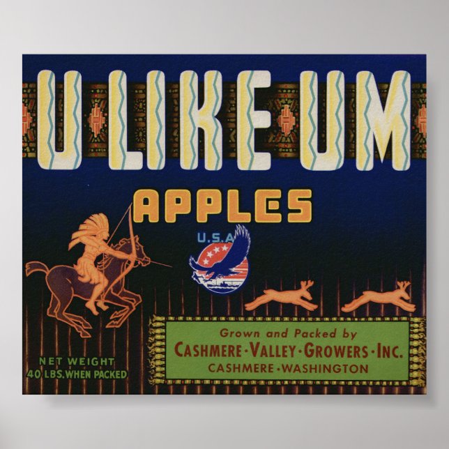 Vintage Old Apple Fruit Crate Labels Poster (Front)