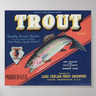 Vintage Old Apple Fruit Crate Labels Poster