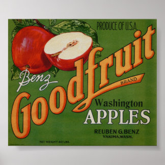 Vintage Old Apple Fruit Crate Labels Poster