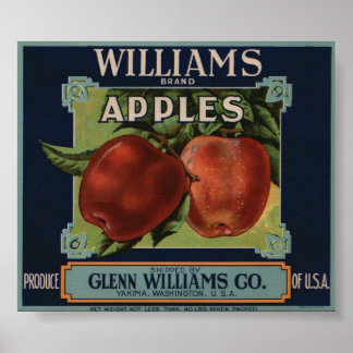 Vintage Old Apple Fruit Crate Labels Poster