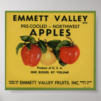 Vintage Old Apple Fruit Crate Labels Poster