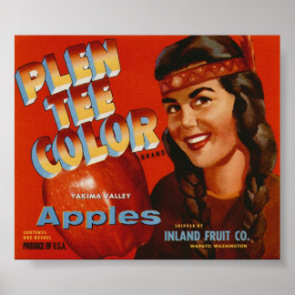 Vintage Old Apple Indian Fruit Crate Labels Poster