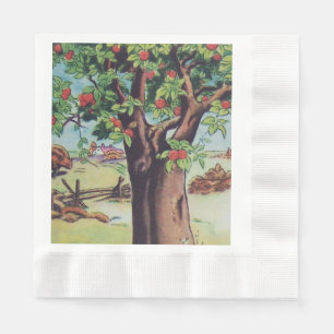 Vintage Old Apple Tree Meadow Field Napkin