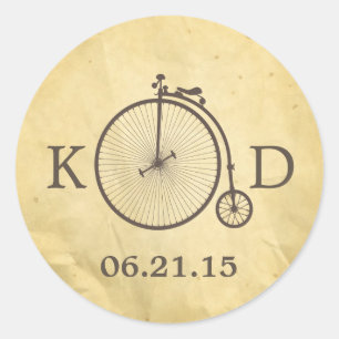 Vintage Old Bicycle Wedding Classic Round Sticker